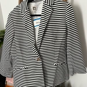 Brand new Anne Klein XL black and white striped blazer
